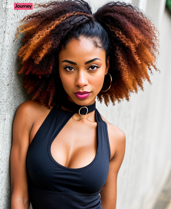 AI Black babe with red hair 4