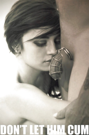 don't let him cum outside his chastity cage