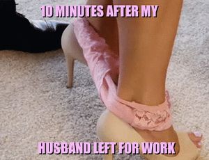 what is she doing 10 minutes after her husband leaves for work?