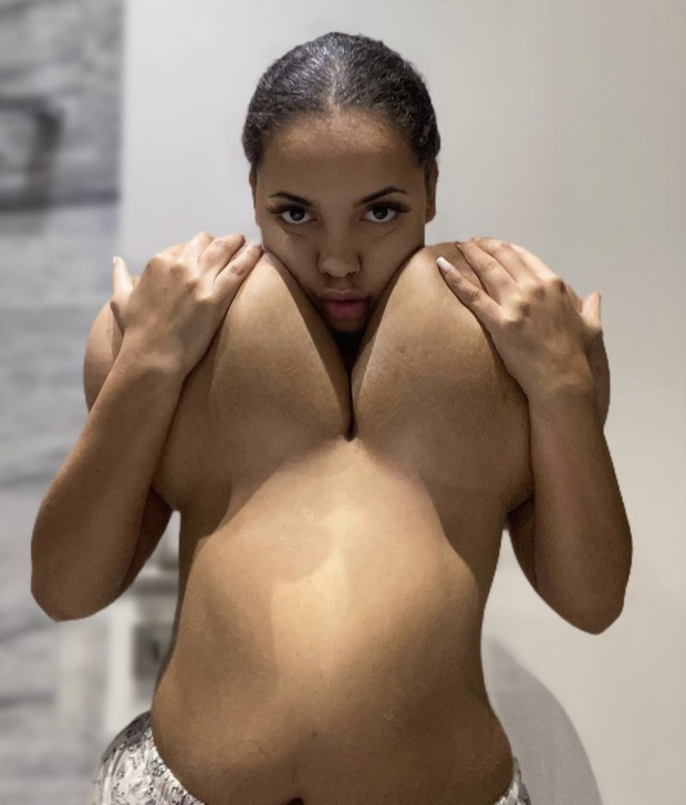 Carrying her “flotation devices”