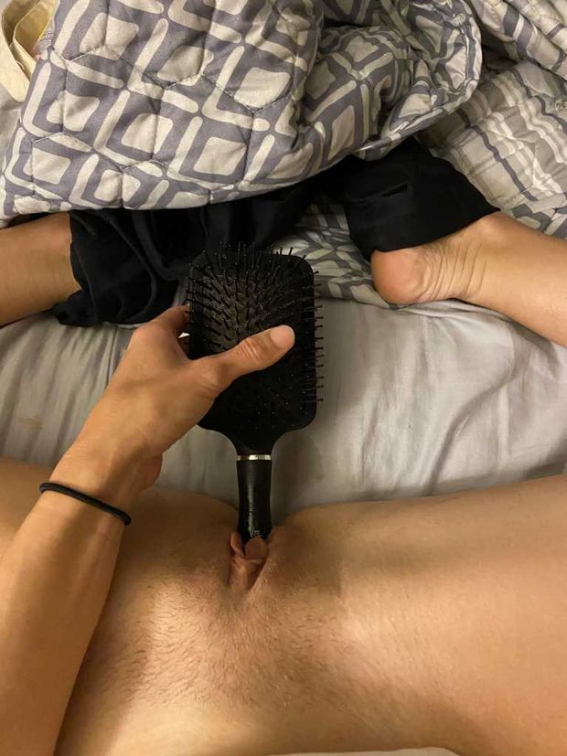masturbating with a hairbrush