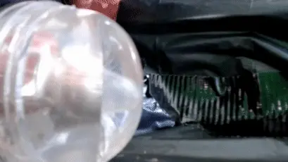 Fucking my fleshlight quickshot with condom