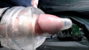 Cumming in condom with fleshlight quickshot