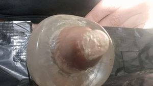Cumming in condom with fleshlight quickshot