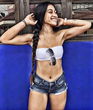 Cute sister big belly button to lick