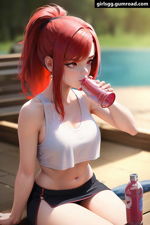 Cute Redhead Relaxing On The Beach - Hentai - Ecchi - NSFW- SFW - Big Breasts - Big Tits
