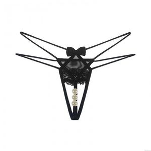 Sexy Perle Massage Schleife Spitzen-Tanga T Zurück Unterwäsche Damenunterwäsche Slip Höschen