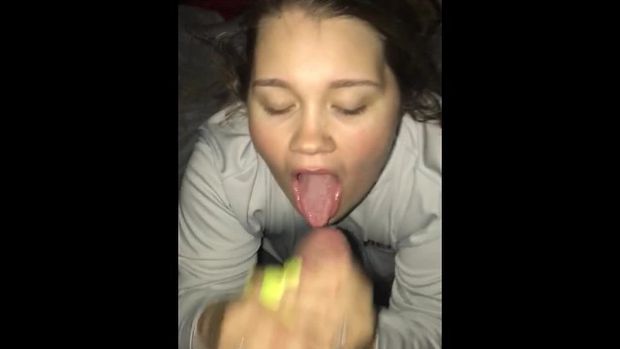 Hungry for cum slut Danni wanks a cock outdoors