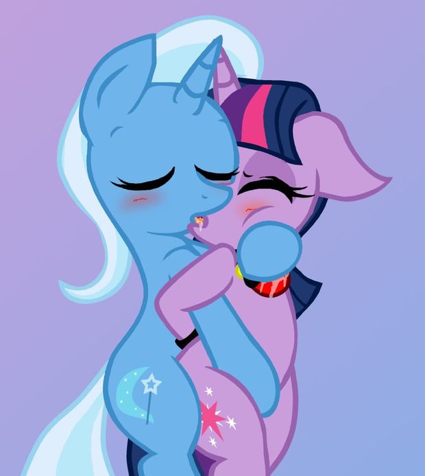 Cartoon lezdom fingering with kissing from behind - My Little Pony: Friendship Is Magic - Trixie, Twilight Sparkle - Artist: Pyruvate