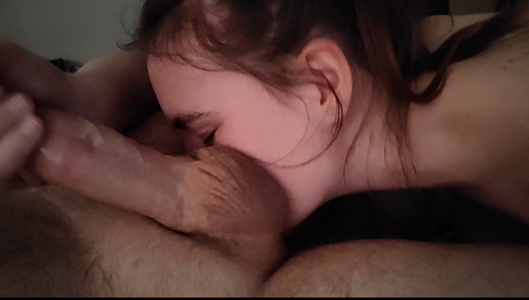 Sucking his balls and getting ready to feel it pour into me