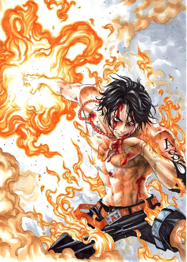Firefist Ace surrounded by fire