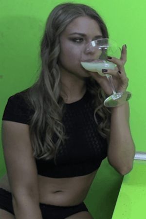 Blonde has a nice snack