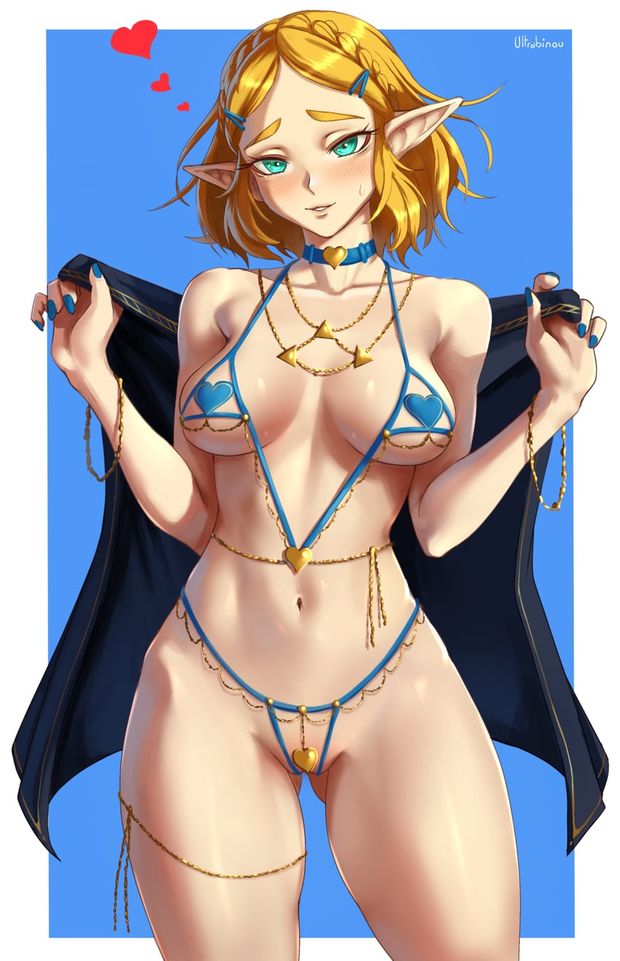 princess zelda in triforce bikiini drawn by ultrabinou