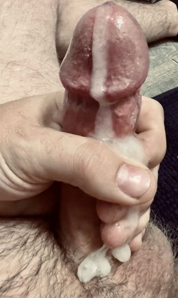 Thick cumshot flowing from my cock