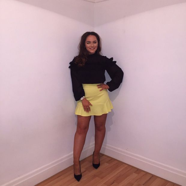 short skirt and high heels