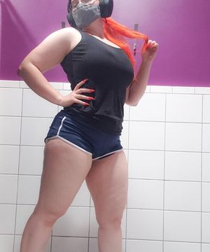 Hot red head in booty shorts