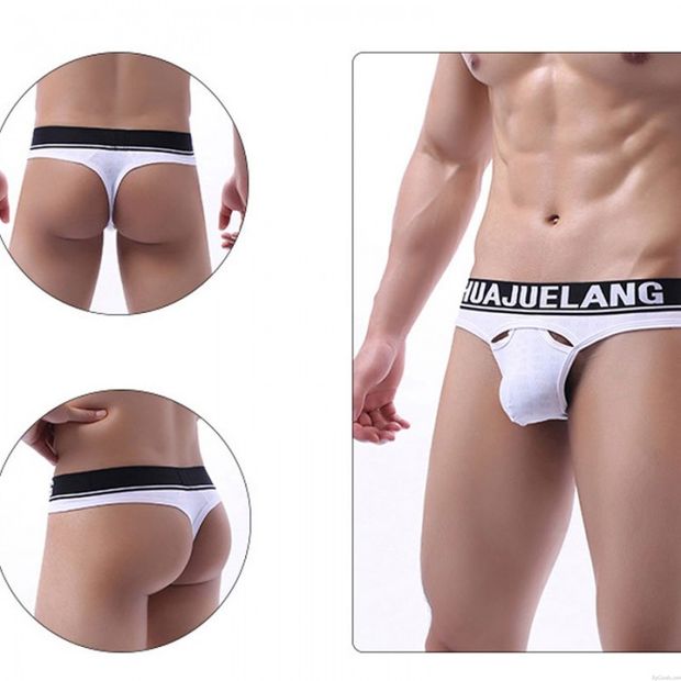 Sexy Respirant Creux Poche bombée Slips Lingerie Pour Hommes Sissy String T-back Ceinture Sous-vêtement Slip