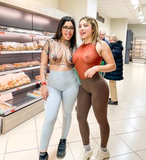 Sexy babes with see through tops