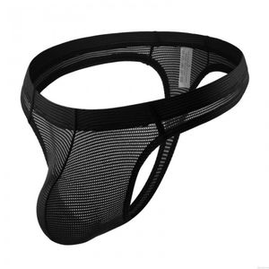 Sexy Atmungsaktiv Ausbuchtungsbeutel Tanga-Dessous für Männer Slip Schwacher Anstieg Sissy-Unterwäsche Gittergewebe T-Rücken Unterhose