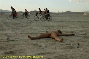 bound outside and exposed