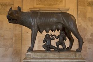 Myth: Romulus and Remus suckling from a wolf