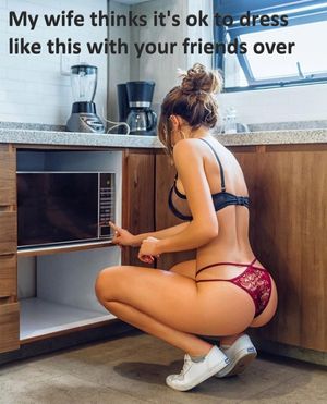 slutwife always wear lingerie for husband's friends over