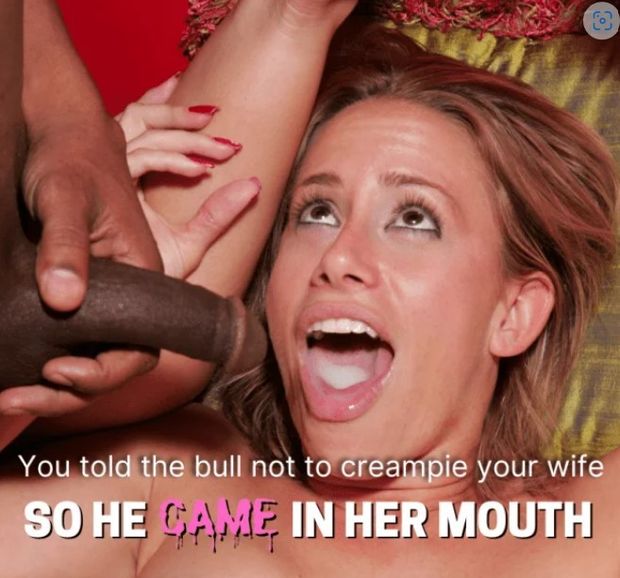 you told the bull not to creampie your wife , so he came in her mouth!