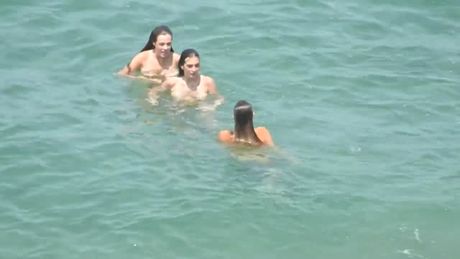 Playing in the waves