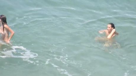 Playing in the waves