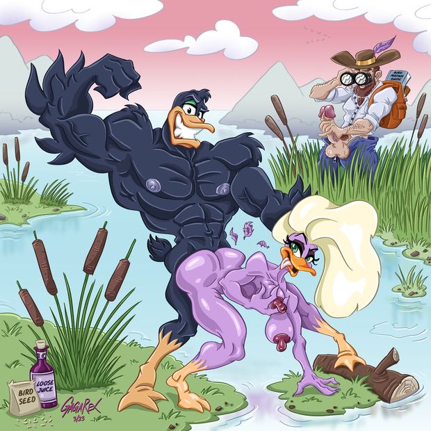 Duckfuck watching. An avid admirer of the wild enjoys the pleasures of nature.