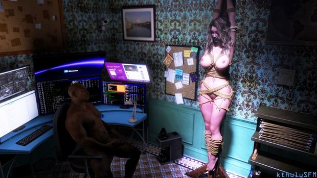 Sophia trapped in the janitor's office to use has he pleases