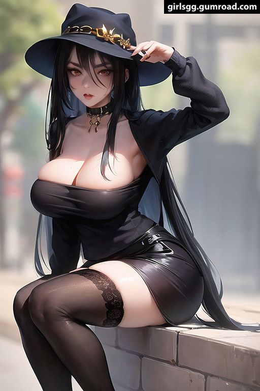 Big Goth Titty Hiding From The Sun - Hentai - Ecchi - NSFW- SFW - Big Breasts - Big Tits