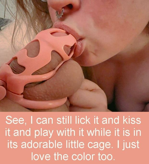 she can still lick and kiss your cock in your chastity cage