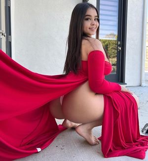 Val red flowing robe ass