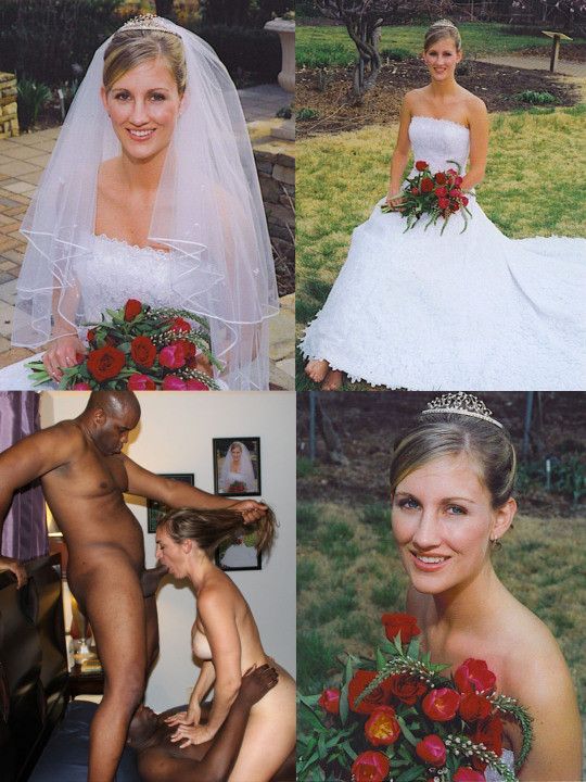 This bride is such a whore that she even has her wedding picture around when she sucks black cock.