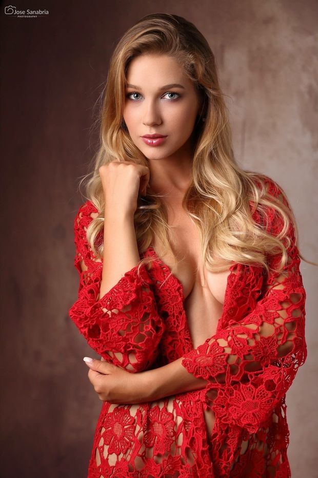 Beautiful lady in red