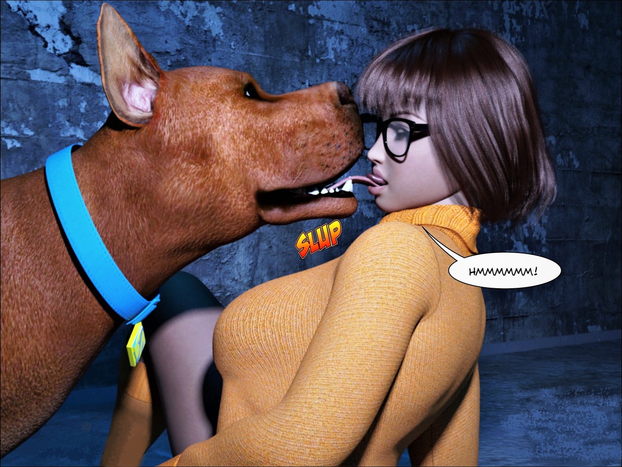 Velma making out with Scooby while on a case!