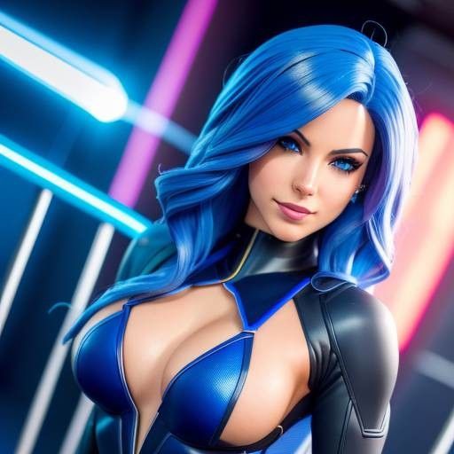 Blue hair beauty
