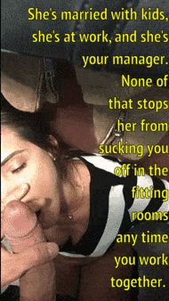 Giving a facial to your MILF manager in the fitting room