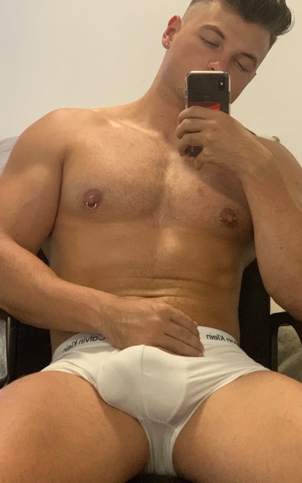 Underwear bulge selfie