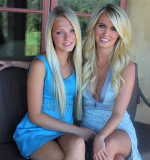 blonde mother and daughter