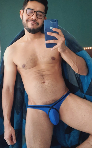 Underwear bulge selfie
