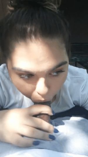 Latina GF gives sloppy head to black dick