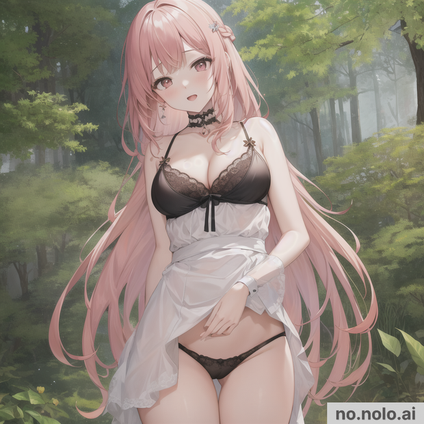 Sexy pink hair hentai teasing in lingerie