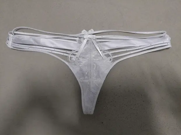 Honey Birdette thong with jizz.