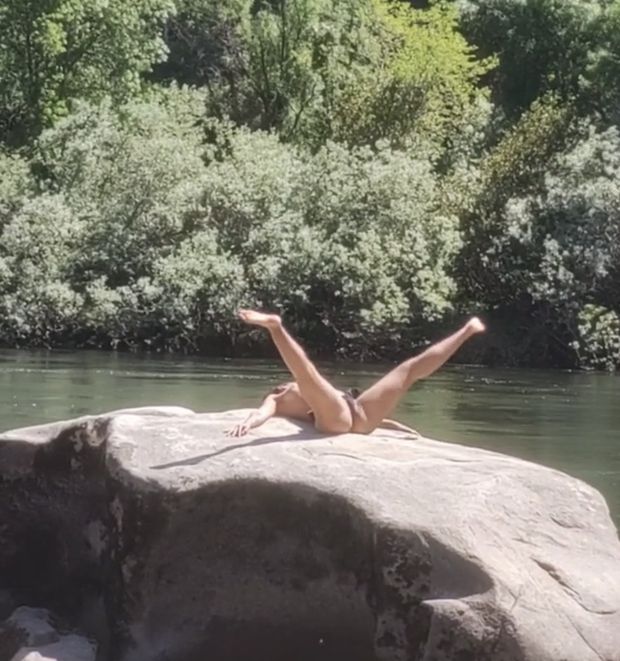 That was sexy as shit - she was doing stretches naked