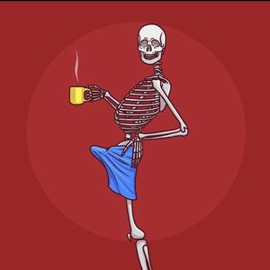 Skeleton waking up with Morning Wood