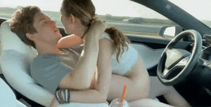 Fucking her tiny ass in a tesla