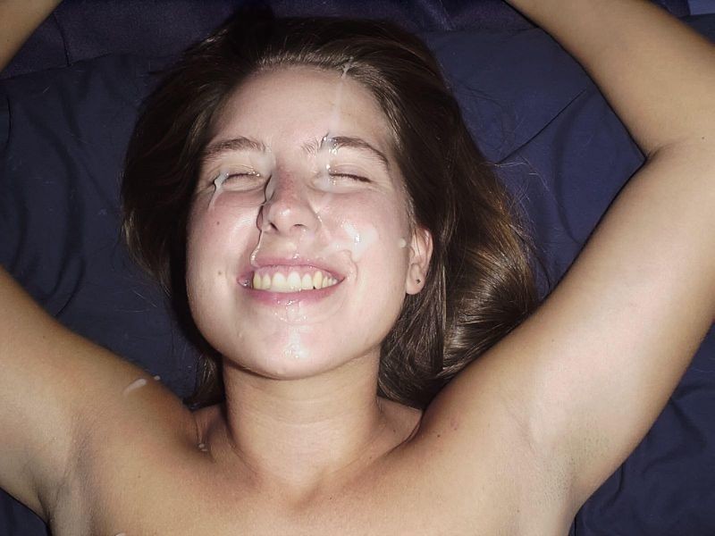 Satisfied with the sperm on her face