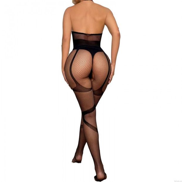 Sexy Scintillant Strass Résille Le maillot de corps Nounours Barboteuse Combinaison Sous-vêtement Collants Halter Vêtements de Nuit Lingerie Dos nu aux femmes Bodystocking